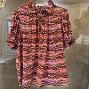 Ulla Johnson Corine Silk Stripe Puff Sleeve, size 6